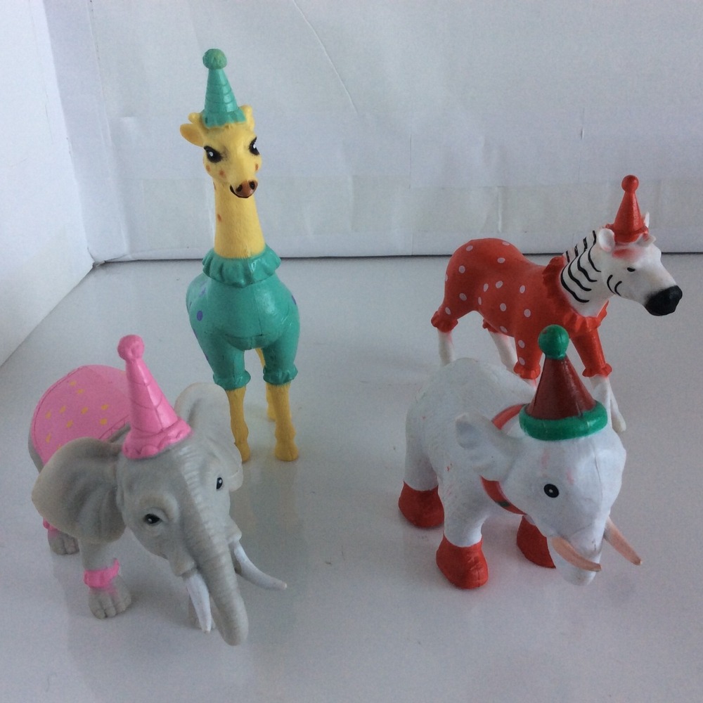 Ankyo Party Animals Zebra Elephant Giraffe Bundle of 4 Toys Christmas Birthday